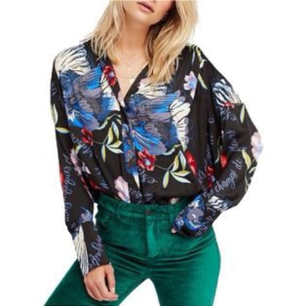 Free people floral oversized long sleeve